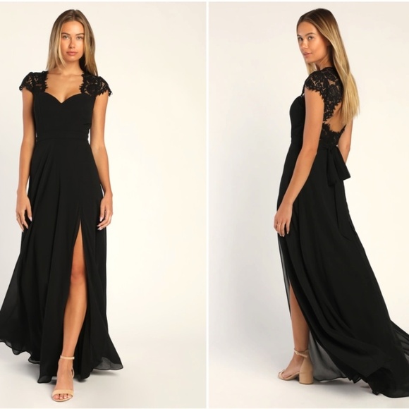 LULUS Elegant Prom Wedding Bridesmaid Romantic Flowy Chiffon Maxi Dress - Picture 2 of 6